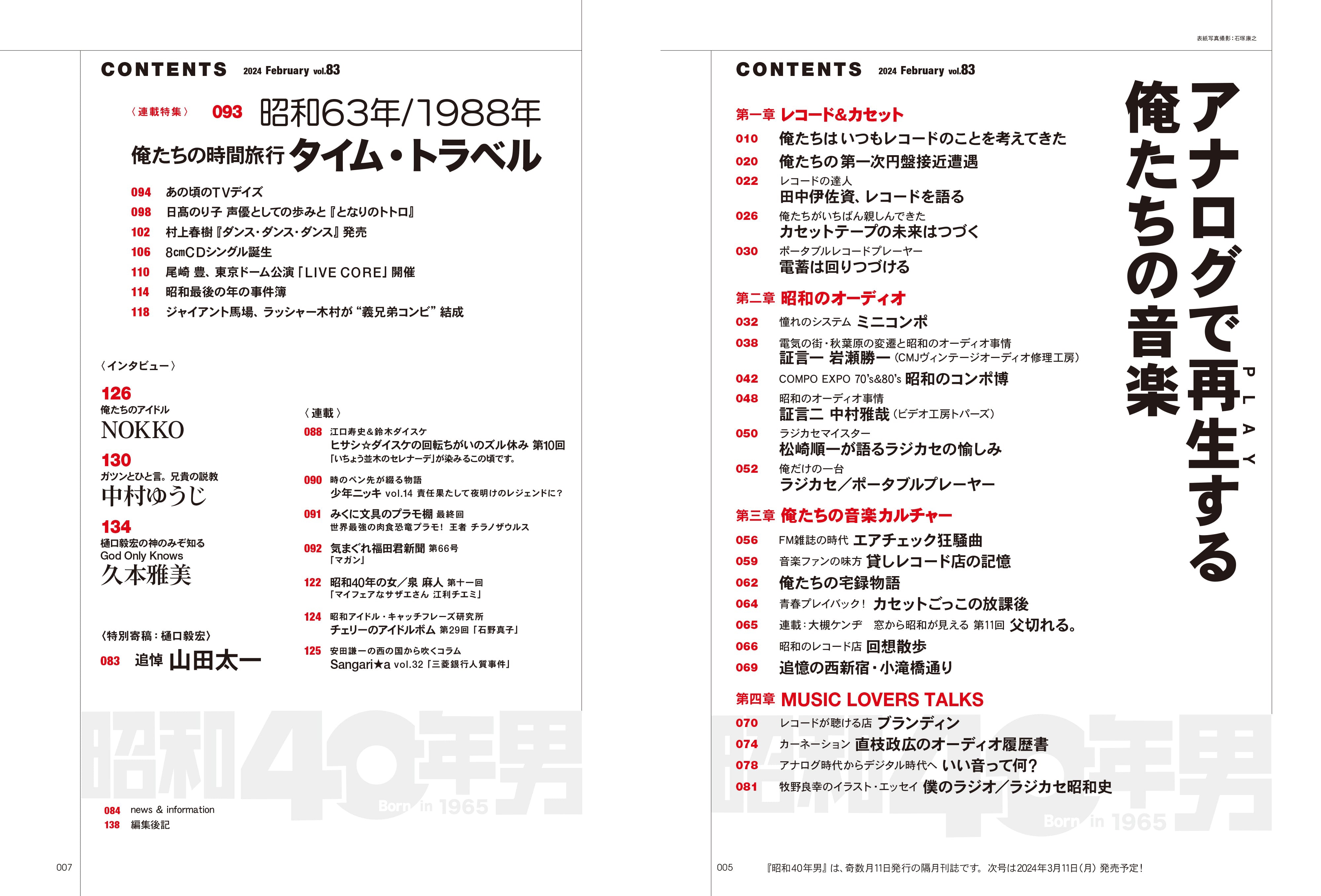 昭和40年男 2024年2月号 Vol.83「アナログで再生する俺たちの音楽」(2024/1/11発売)